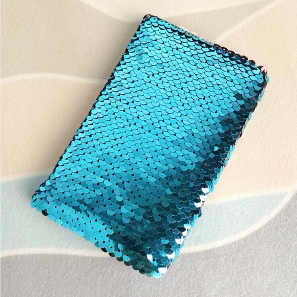 Turquoise Mermaid Reversible Flip Sequin Mini Notebook Journal - Picture 5 of 16